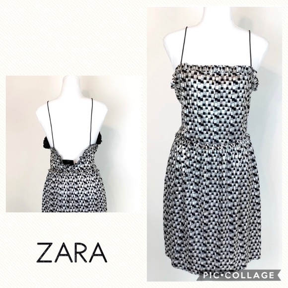 Zara Dresses & Skirts - Zara Metallic Spaghetti Strap Mini Dress M